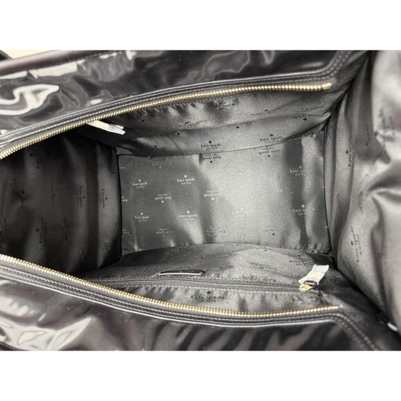 NEW Kate Spade Ella Puffy Black XL Tote Bag Nylon Leather Trim Travel Work Zip - Picture 9 of 9